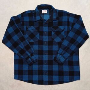 Wrangler Blue/Black Plaid Fleece Flannel Button Shirt Shacket - Size XL